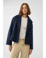 Laura | Damen Kurze Jacke mit Knöpfen in Marineblau