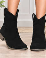 Laura | Damen Orthopädische Wildleder Stiefeletten im Western Stil mit Absatz in Schwarz