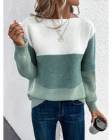 Laura | Damen Pullover Langarm mit Farbmix in Grün