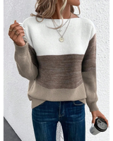 Laura | Damen Pullover Langarm mit Farbmix in Braun