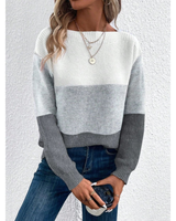 Laura | Damen Pullover Langarm mit Farbmix in Grau