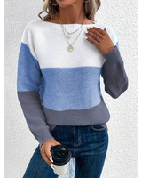 Laura | Damen Pullover Langarm mit Farbmix in Blau