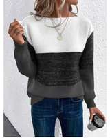 Laura | Damen Pullover Langarm mit Farbmix in Schwarz