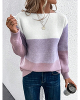 Laura | Damen Pullover Langarm mit Farbmix in Lila