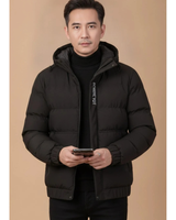 Laurin | Herren Winterjacke mit Kapuze, Reißverschluss und Taschen in Schwarz