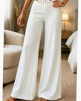 Lavinia | Damen Hose mit High Waist und Crossover Bund in Weiß