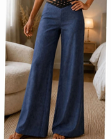 Lavinia | Damen Hose mit High Waist und Crossover Bund in Königsblau