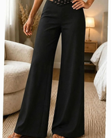 Lavinia | Damen Hose mit High Waist und Crossover Bund in Schwarz