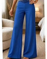 Lavinia | Damen Hose mit High Waist und Crossover Bund in Blau