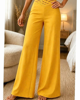 Lavinia | Damen Hose mit High Waist und Crossover Bund in Gelb