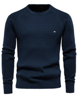 Lazar | Herren Pullover mit Strickmuster und Langarm in Marineblau