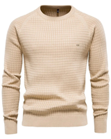 Lazar | Herren Pullover mit Strickmuster und Langarm in Beige