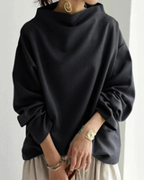 Lea | Damen Pullover aus Strick mit Rollkragen in Schwarz