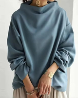 Lea | Damen Pullover aus Strick mit Rollkragen in Blau