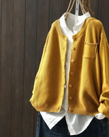 Leana | Damen Strickjacke mit Gemütlicher Optik und Komfort in Gelb