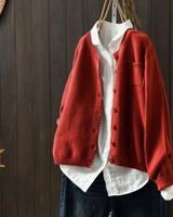 Leana | Damen Strickjacke mit Gemütlicher Optik und Komfort in Rot