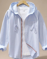 Leander | Herren Strickjacke mit Kapuze und Grober Struktur in Blau