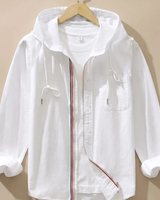Leander | Herren Strickjacke mit Kapuze und Grober Struktur in Weiß