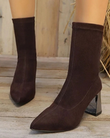 Leia | Damen Orthopädische Stiefeletten mit Absatz und spitzer Vorderseite in Dunkelbraun