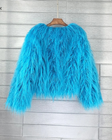 Lena | Damen Winterjacke mit Kunstpelz, Kurze Flauschige Silhouette in Blauer See
