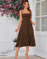 Lena | Damen Sommerkleid Schmeichelnd Elegant Leicht in Braun