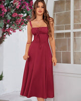 Lena | Damen Sommerkleid Schmeichelnd Elegant Leicht in Rot