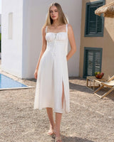 Lena | Damen Sommerkleid Schmeichelnd Elegant Leicht in Wit