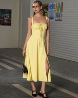 Lena | Damen Sommerkleid Schmeichelnd Elegant Leicht in Gelb