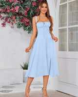 Lena | Damen Sommerkleid Schmeichelnd Elegant Leicht in Hellblau