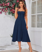 Lena | Damen Sommerkleid Schmeichelnd Elegant Leicht in Marineblau