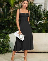 Lena | Damen Sommerkleid Schmeichelnd Elegant Leicht in Schwarz