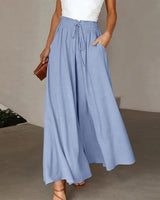 Lenara | Damen Weites Bein Zweiteiler Set in Blau
