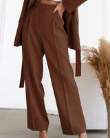 Leonie | Damen Weite Hose Hohe Taille in Braun