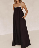 Leticia | Damen Sommerkleid Urlaub Leicht Feminin in Schwarz