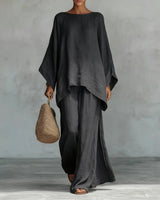 Lieselotte | Damen Oversized Poncho Set in Dunkelgrau