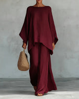 Lieselotte | Damen Oversized Poncho Set in Burgunder