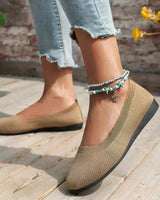 Lieselotte | Damen Slip-on Flache Ballerinas in Khaki