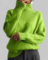 Susanne | Rollkragen Locker Geschnittener Pullover für Damen in Grün