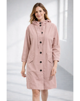 Lilly | Damen Regenjacke mit Kapuze, wasserdicht und Knöpfen in Rosa
