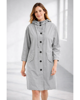 Lilly | Damen Regenjacke mit Kapuze, wasserdicht und Knöpfen in Grau