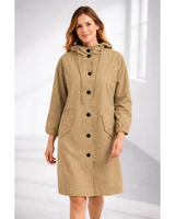 Lilly | Damen Regenjacke mit Kapuze, wasserdicht und Knöpfen in Beige