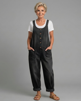 Linnéa | Damen Latzhose Wide Leg Overall in Schwarz