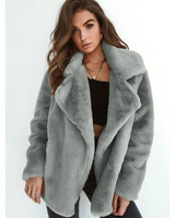 Linnea | Damen Kunstpelzmantel mit Teddy, Kragen und Langarm in Grau