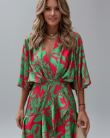 Linnea | Damen Wickel Mini Kleid mit Taillengürtel in Grün