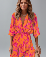Linnea | Damen Wickel Mini Kleid mit Taillengürtel in Orange