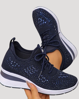 Lirenne | Damen Glitzer Sneaker mit Strasssteinen Plateau in Marineblau