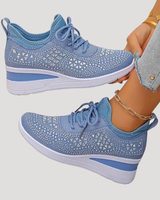 Lirenne | Damen Glitzer Sneaker mit Strasssteinen Plateau in Blau