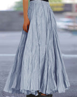 Lisanne | Damen Maxirock A-Linie Faltenrock Gummibund in Grau