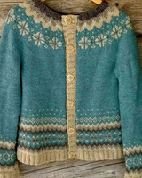 Liya | Damen Strickjacke mit Muster und Knöpfen in Blau