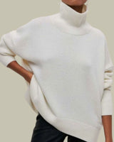 Annika | Locker Geschnittener Rollkragen Strickpullover für Damen Oversized in Weiß